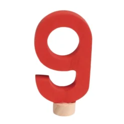 Número 9 clásico de madera rojo para calendario anual circular y para espiral - Grimm's
