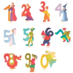 Número 0 con hada voladora de madera para calendario anual circular y para espiral - Grimm's