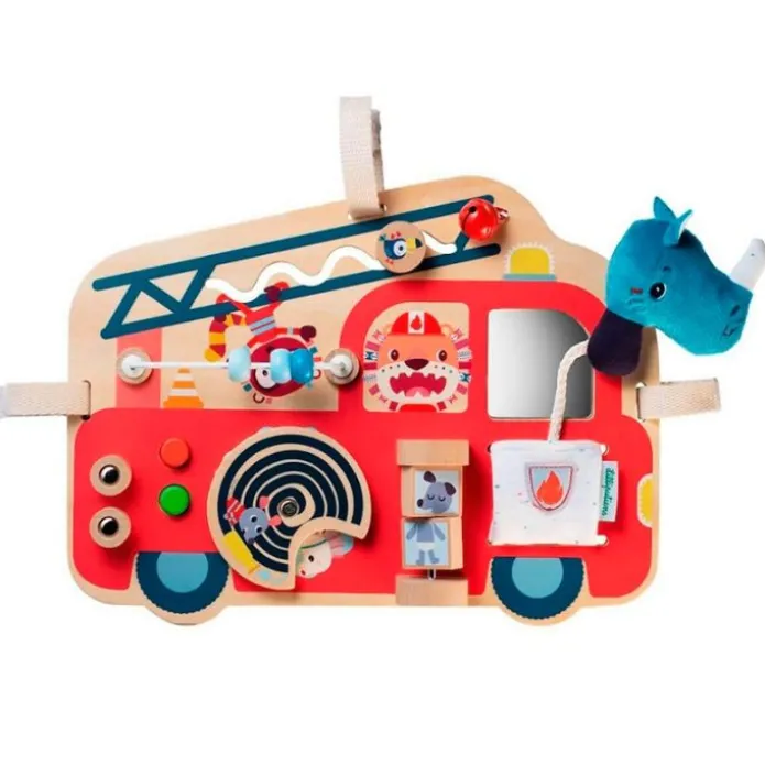 Panel de madera con actividades Camión de bomberos - Lilliputiens