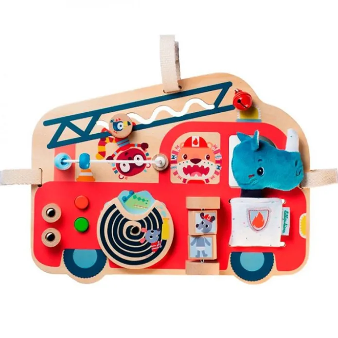 Panel de madera con actividades Camión de bomberos - Lilliputiens
