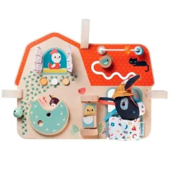 Panel de madera con actividades granja - Lilliputiens
