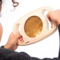 Panel sensorial de madera con purpurina dorada - TickiT