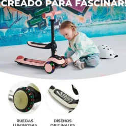 Patinete evolutivo 2 en 1 Halley blanco piedra con luces - Kinderkraft