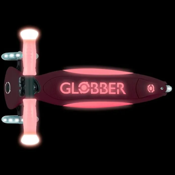 Patinete plegable Elite Glow con luces rosa coral - Globber
