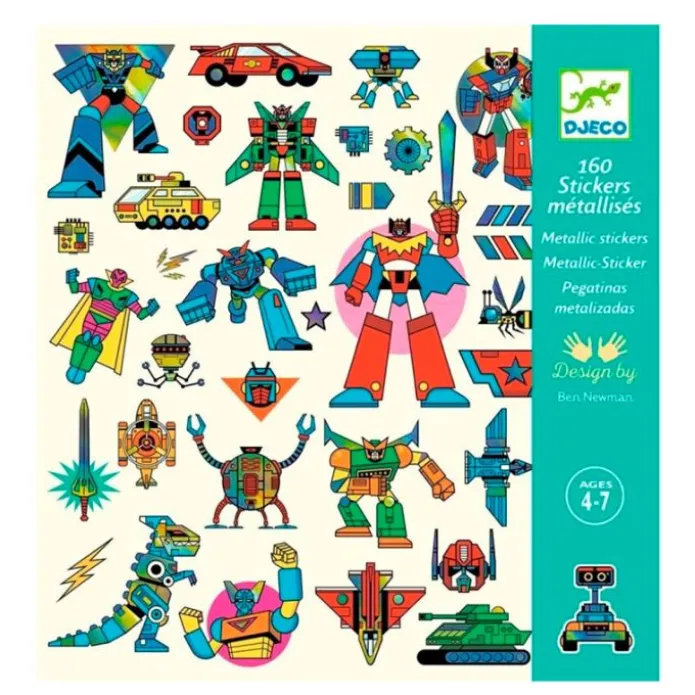 Pegatinas metalizadas Robots (160) - Djeco