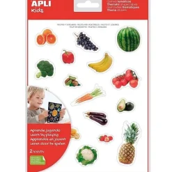 Pegatinas reutilizables Gomets Frutas y verduras (36) - Apli