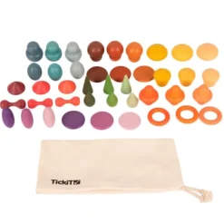 Piezas de madera de colores Cesta de los tesoros (42) - TickiT