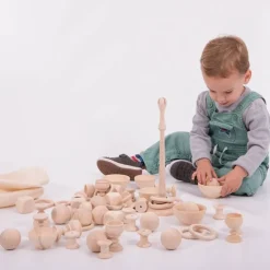 Piezas de madera natural Cesta de los tesoros (63) - TickiT
