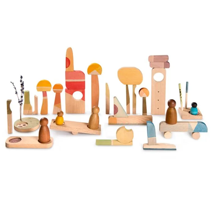 Piezas de madera para construir una ciudad Happy Place (40) - Grapat