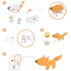 Pintura de dedos y piezas para crear 4 animales - Djeco