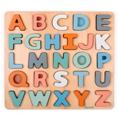 Pizarra de madera reversible y encajable de letras mayúsculas 27 piezas - Janod