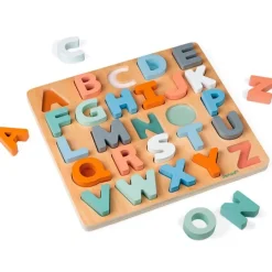 Pizarra de madera reversible y encajable de letras mayúsculas 27 piezas - Janod