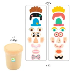 Plastilina y piezas de madera para formar caras - Djeco