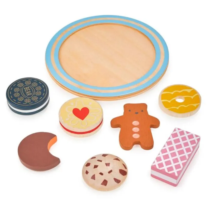 Plato con 7 galletas de madera - Mentari