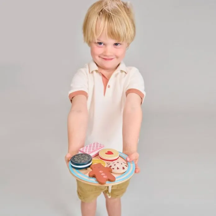 Plato con 7 galletas de madera - Mentari