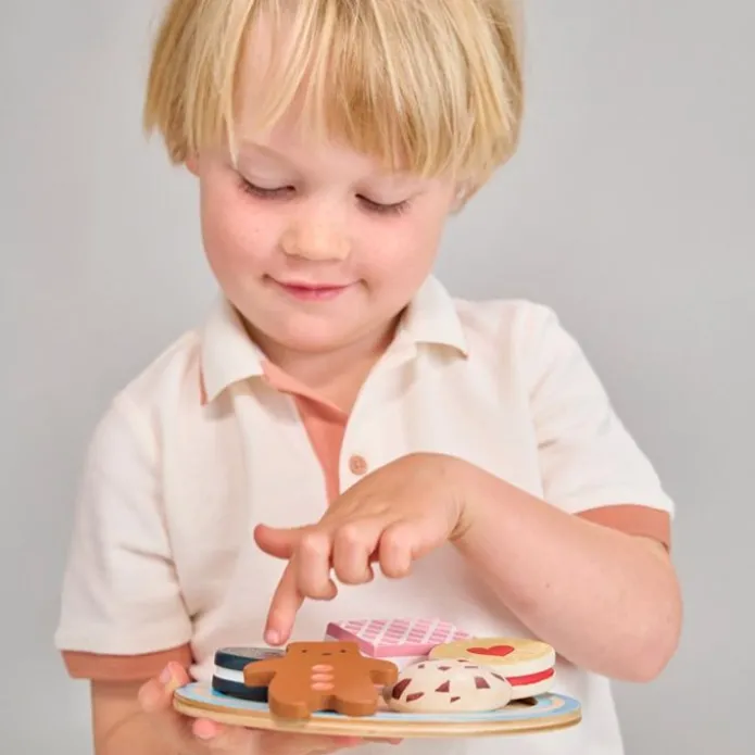 Plato con 7 galletas de madera - Mentari
