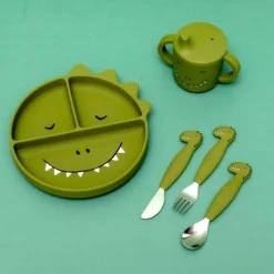 Plato de silicona con compartimentos dinosaurio - Trixie