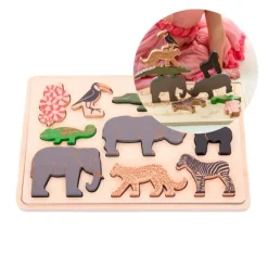 Puzle de madera Animales apilables Safari (10) - TickiT