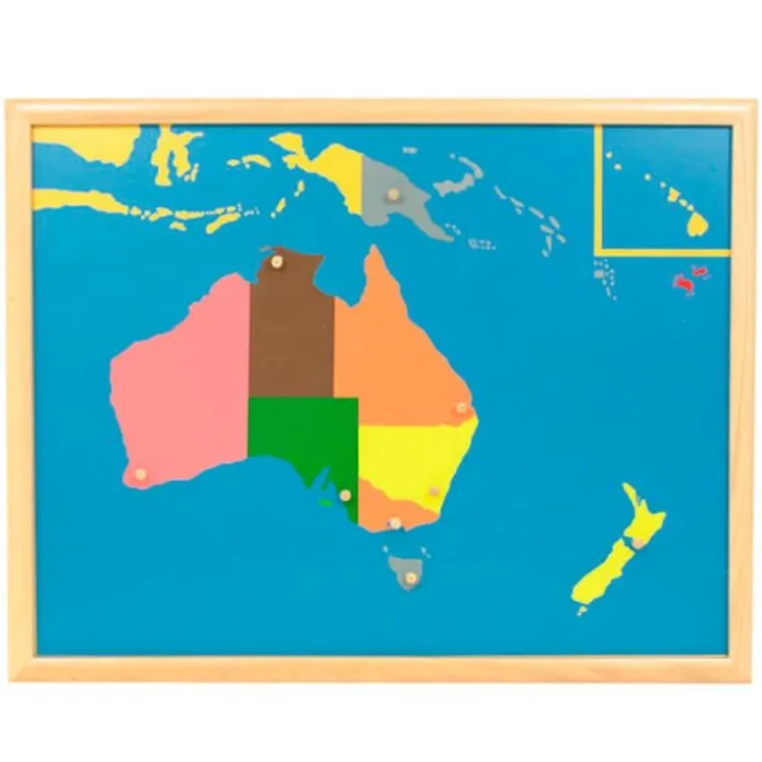 Puzle de madera de Australia con marco - Montessori