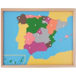 Puzle de madera de España con marco - Montessori