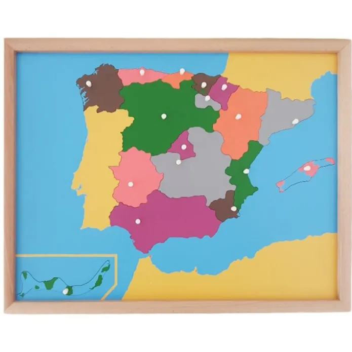 Puzle de madera de España con marco - Montessori