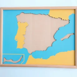 Puzle de madera de España con marco - Montessori