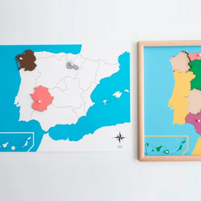 Puzle de madera de España con marco - Montessori