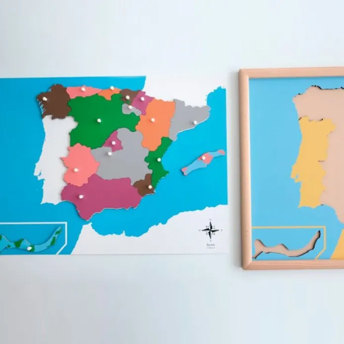 Puzle de madera de España con marco - Montessori