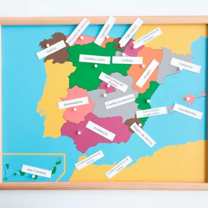 Puzle de madera de España con marco - Montessori