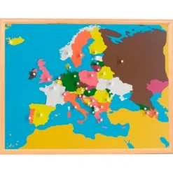 Puzle de madera de Europa con marco - Montessori