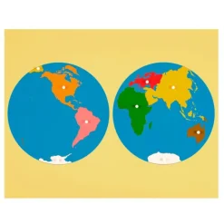 Puzle de madera del mundo continentes - Montessori