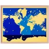 Puzle de madera de los mares y oceános con marco - Montessori