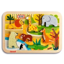 Puzle de madera encajable Chunky Zoo - Janod