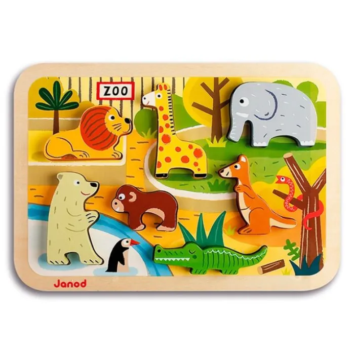 Puzle de madera encajable Chunky Zoo - Janod