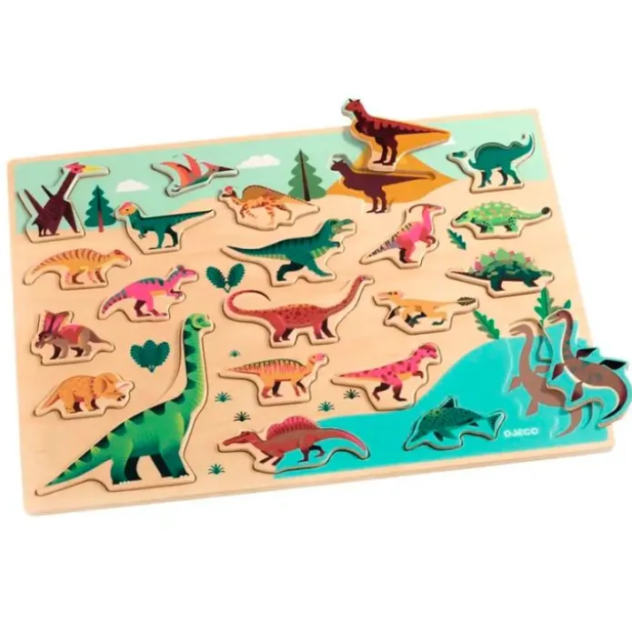 Puzle de madera encajable Dinosaurios - Djeco