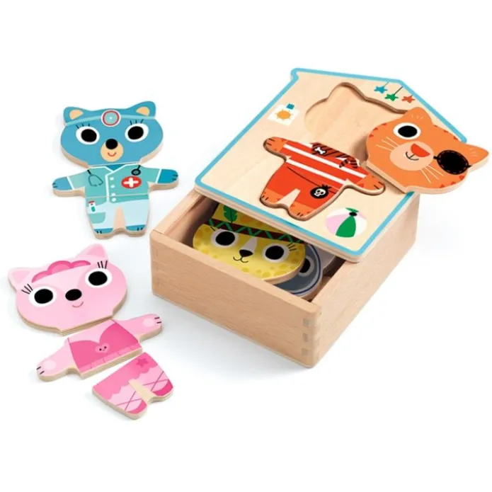 Puzle de madera encajable Dressup Mix 18 piezas - Djeco