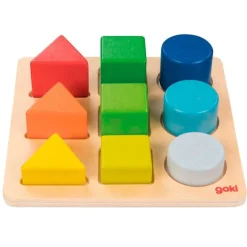 Puzle de madera encajable formas, colores y tamaños - Goki