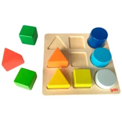 Puzle de madera encajable formas, colores y tamaños - Goki