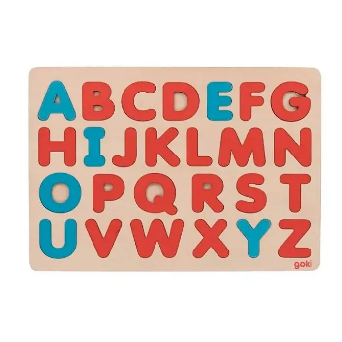 Puzle de madera encajable letras abecedario mayúsculas Montessori - Goki