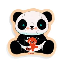 Puzle de madera encajable Oso panda 9 piezas - Djeco