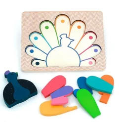 Puzle de madera encajable Pavo Real - Vilac