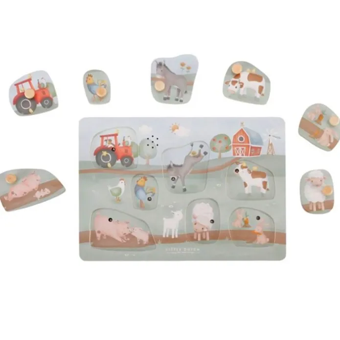 Puzle de madera encajable sonoro animales Pequeña Granja - Little Dutch