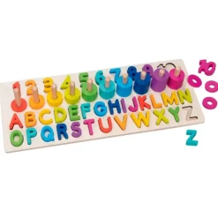 Puzle de madera encajable y apilable números, letras y colores - Goki