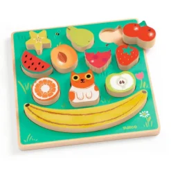 Puzle de madera encajable y equilibrio frutas - Djeco