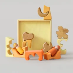 Puzle de madera y set de construcción Símbolos amarillo - Grimm's
