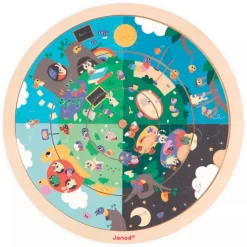 Puzle reversible de observación día, noche y estaciones - Janod
