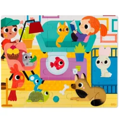 Puzle táctil con texturas Animales domésticos 20 piezas - Janod