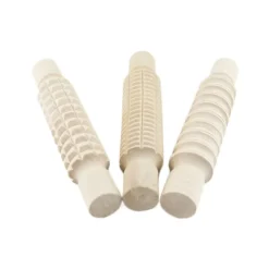 Rodillos de madera con texturas para plastilina y arena (3) - Deukaliptus