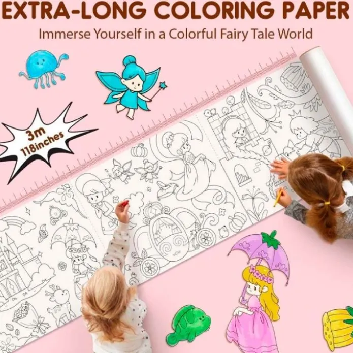 Rollo de papel adhesivo para colorear 3 metros Dinosaurios - Jarmelo
