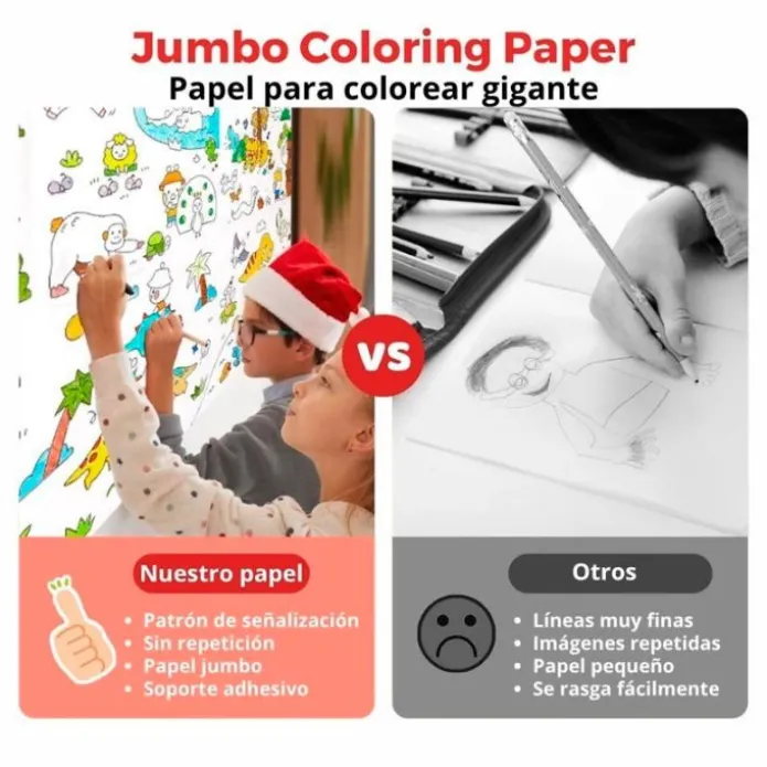 Rollo de papel adhesivo para colorear 3 metros Dinosaurios - Jarmelo